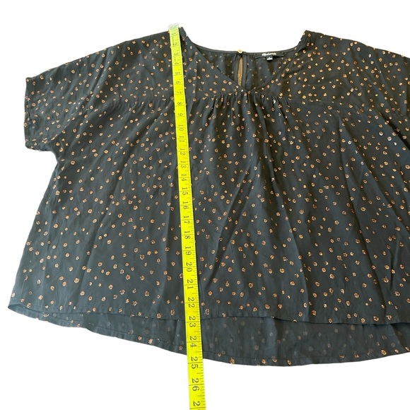 Madewell Black Rhyme Top in Metallic Dot Short Sleeve Blouse (L) - Picture 13 of 15